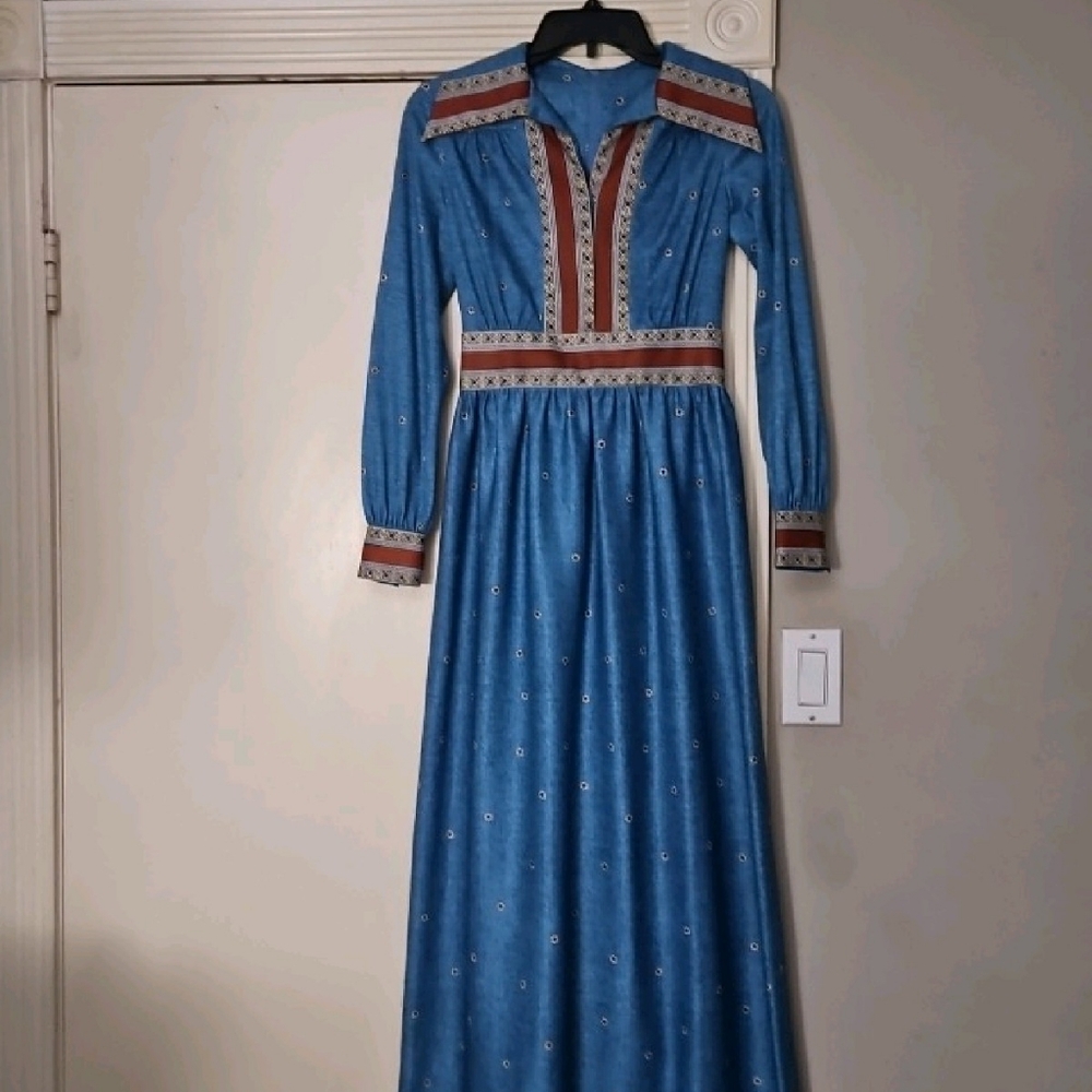 Parade New York union made long maxi cottagecore Renaissance Vtg blue dress